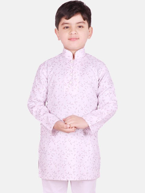 

SG YUVRAJ Boys Pink Printed Straight Kurta