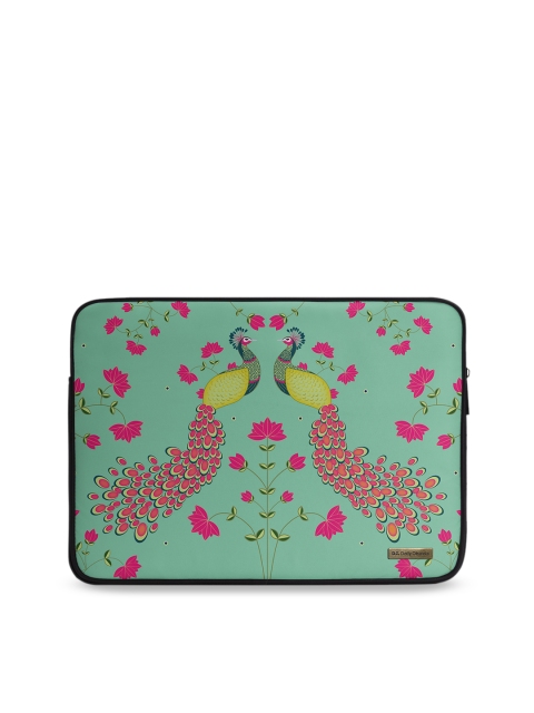 

DailyObjects Unisex Green & Pink Peacock Printed Laptop Sleeve