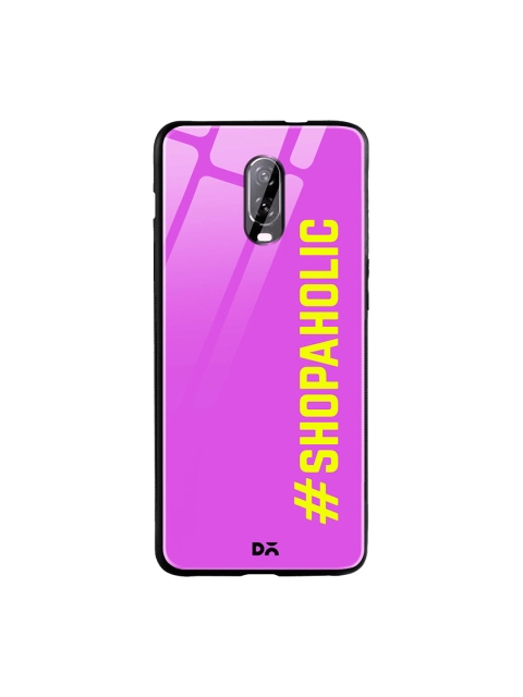 

DailyObjects Purple & Yellow Shopaholic OnePlus 6T Glass Case