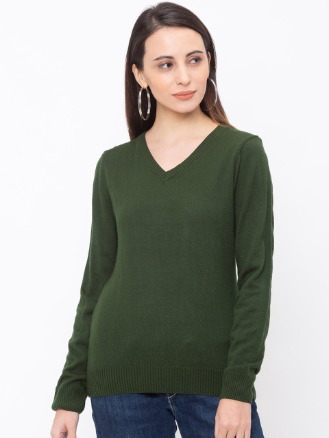 

Globus Women Olive Green Solid Pure Cotton Top