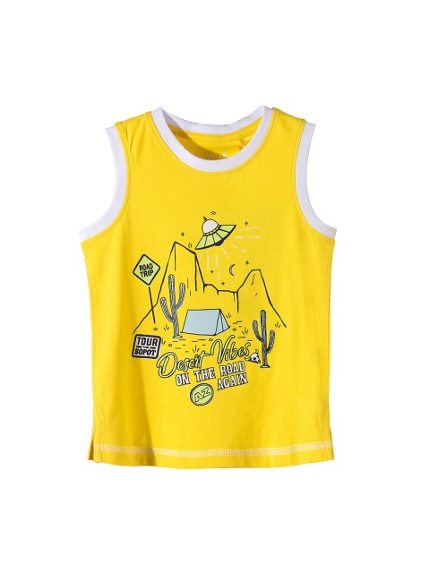 

5.10.15 Boys Yellow Printed Round Neck T-shirt
