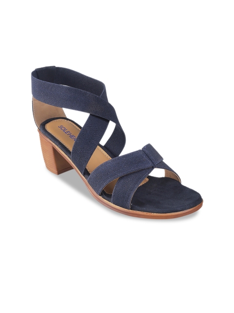 

SOLE HEAD Women Navy Blue Solid Block Heels