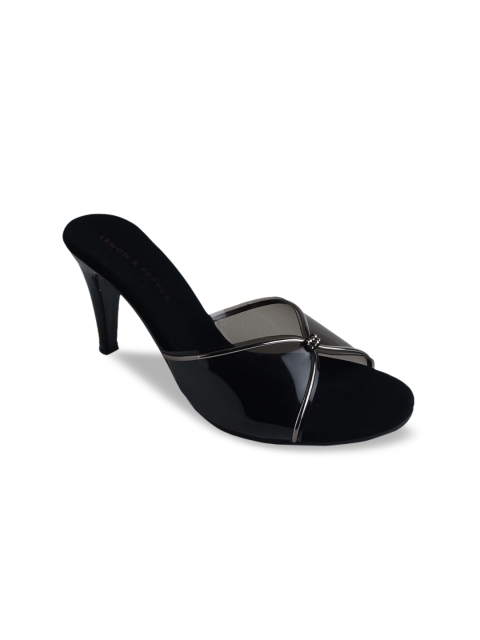 

LEMON & PEPPER Women Black Solid Slim Heels