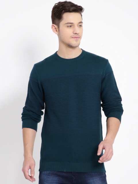 

t-base Men Green Striped Pullover Sweater