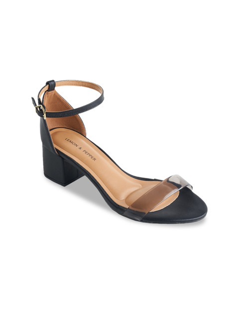 

LEMON & PEPPER Women Black Solid Block Heels