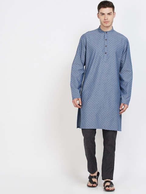 

Melange by Lifestyle Men Blue Printed Straight Kurta