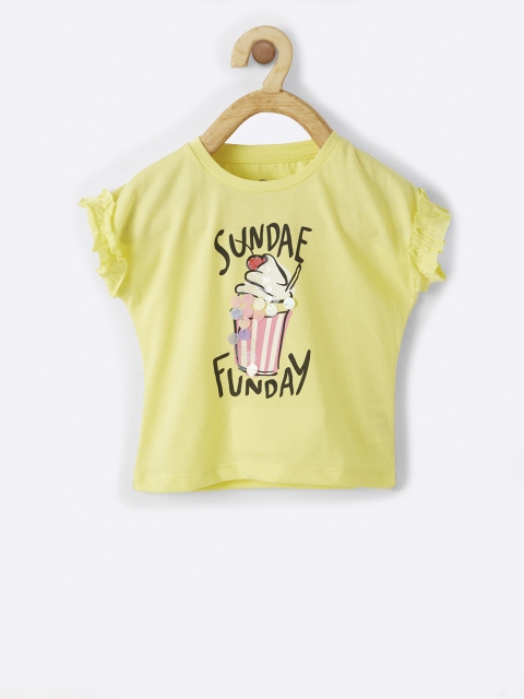 

VITAMINS Girls Yellow Printed Top
