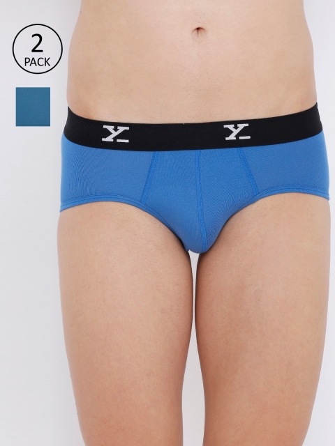 

XYXX Men Pack Of 2 Blue Solid Ultra Soft Antimicrobial Briefs XYBRF2PCKN42