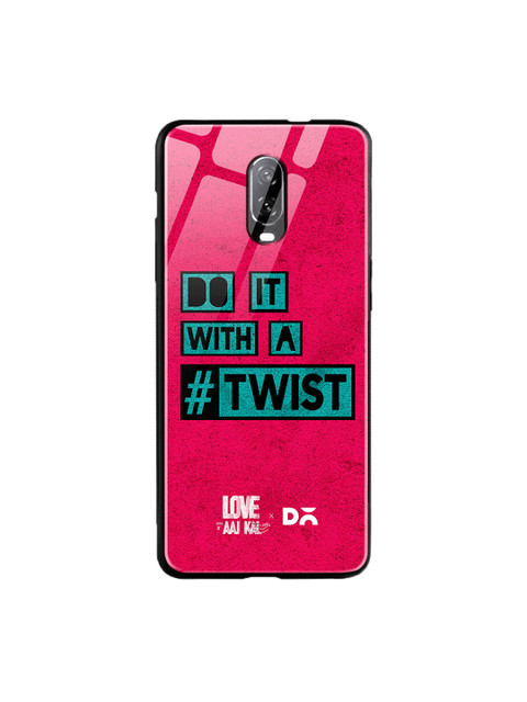 

DailyObjects Pink & Blue Love Twist OnePlus 6T Glass Cover