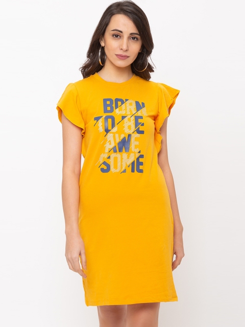 

Globus Women Yellow Printed T-shirt Dress