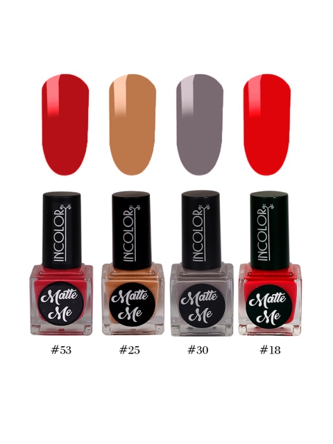 

INCOLOR Pack of 4 Matte Me Nail Paint 12 ml each, Multi