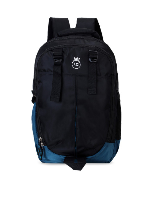 

LOUIS CARON Unisex Black & Blue Solid Backpack