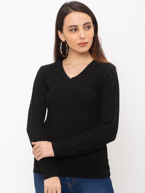 

Globus Women Black Self Design Pullover Sweater