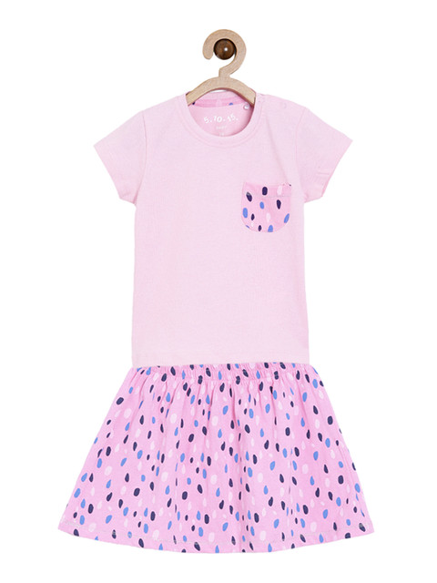 

5.10.15 Girls Pink Solid T-shirt with Skirt