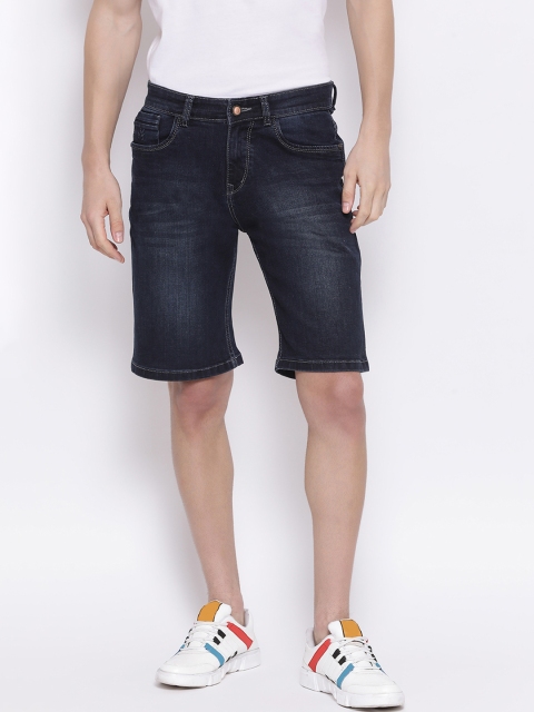 

Crimsoune Club Men Navy Blue Washed Regular Fit Denim Shorts