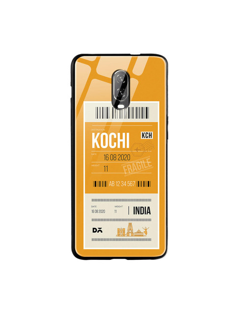 

DailyObjects Mustard Yellow & White Kochi City Tag OnePlus 6T Glass Case