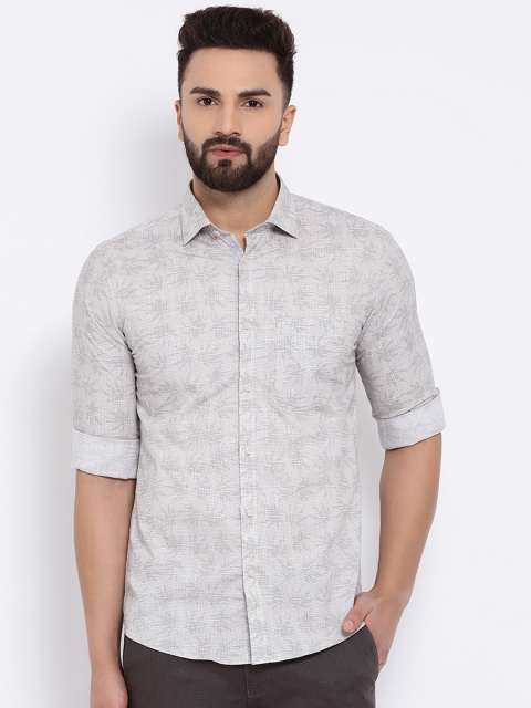 

Crimsoune Club Men Grey Slim Fit Floral Print Casual Shirt