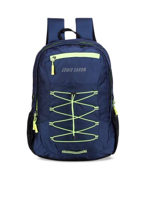 

LOUIS CARON Unisex Navy Blue Textured Backpack