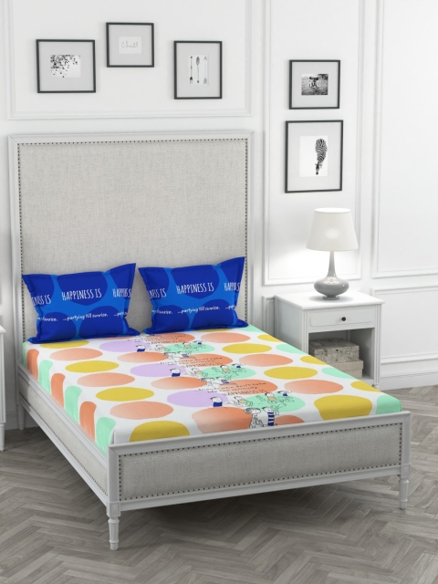 

STELLAR HOME Multicoloured Geometric 144 TC Cotton 1 Queen Bedsheet with 2 Pillow Covers, Multi