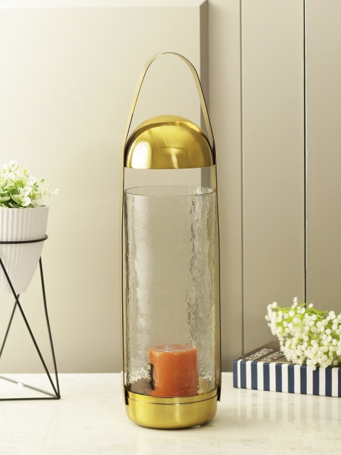 

HomeTown Gold Toned Mehr Metal & Glass Modern Candle Holder