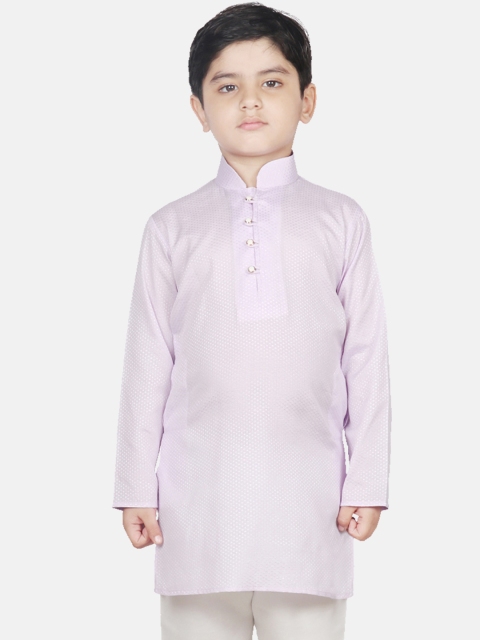

SG YUVRAJ Boys Lavender Woven Design Straight Kurta