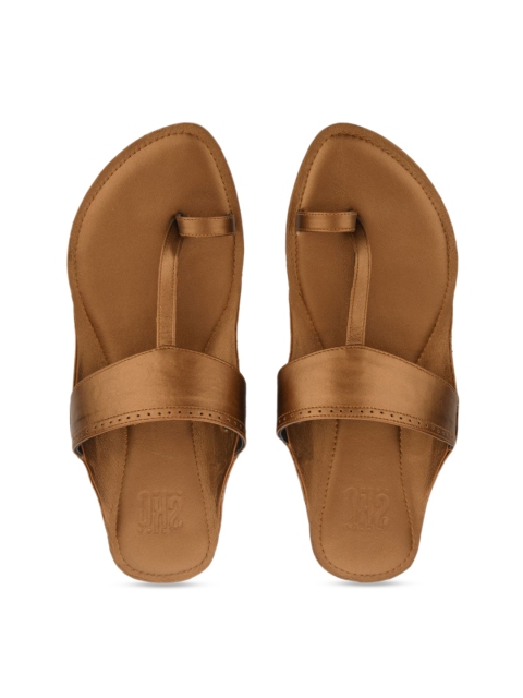 

SKO Men Bronze Solid Leather Kolhapuri Sandals