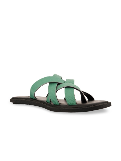 

SKO Men Sea Green Leather Comfort Sandals
