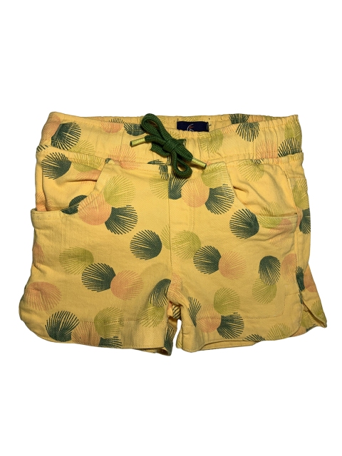 

KiddoPanti Girls Yellow & Green Printed Hot Pants