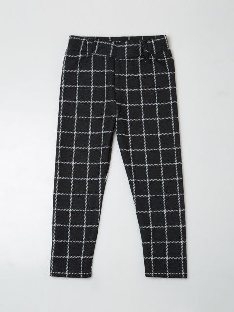 

VITAMINS Girls Black & White Checked Slim-Fit Treggings