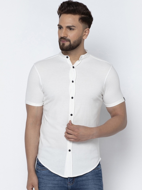 

Aesthetic Bodies Men White Slim Fit Solid Casual Shirt