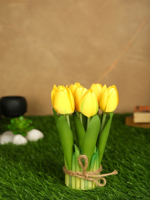 

PolliNation Yellow & Green Stunning Artificial Tulip Flower Bunch
