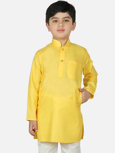

SG YUVRAJ Boys Yellow Solid Straight Kurta