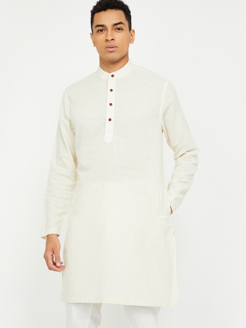 

Melange by Lifestyle Men Off-White Woven Design Straight Kurta