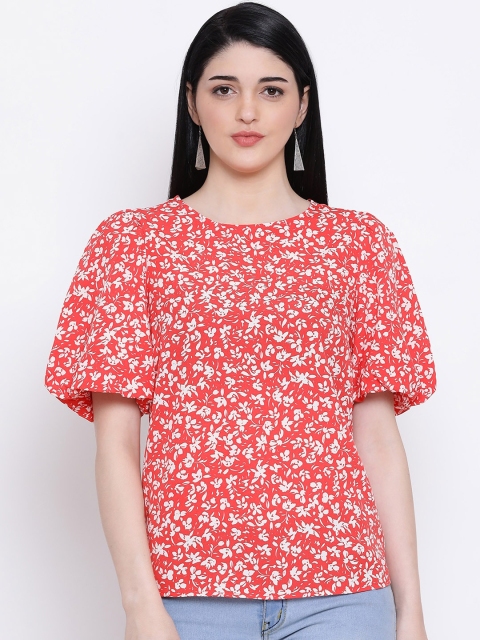 

Oxolloxo Women Orange & White Blossom Cynthia Printed Top