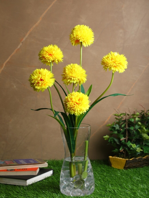 

PolliNation Set Of 2 Yellow & Green Decorative Artificial BallMum Flower Stems