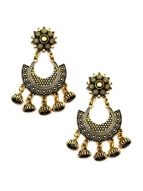 

Sia Art Jewellery Green Gold-Plated Oxidised Classic Drop Earrings