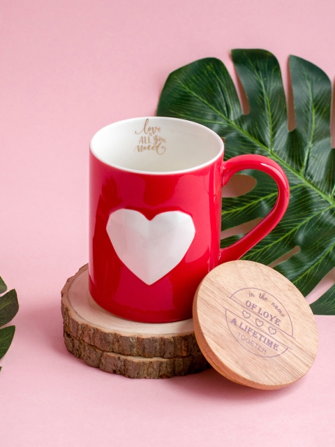

Art Street Red & White Solid Ceramic Heart Coffee Mug