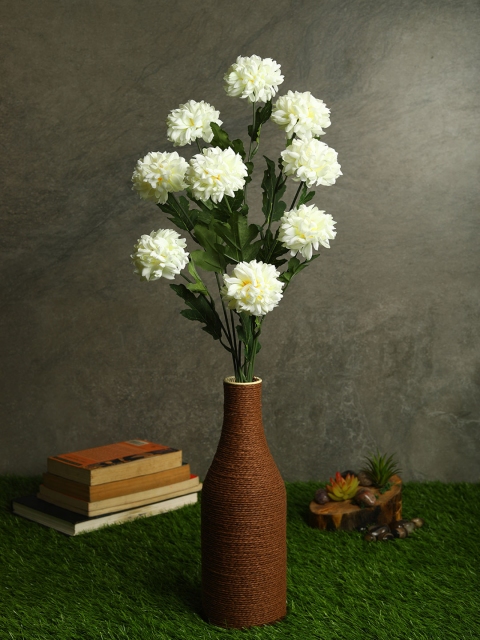 

PolliNation Set Of 9 White & Green Beautiful Artificial BallMum Flower Stems
