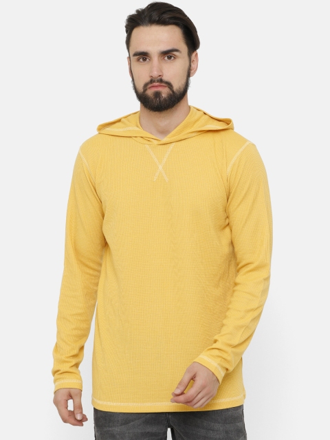 

ELEGANCE Men Yellow Solid Hood T-shirt