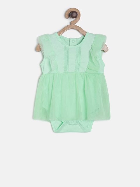 MINI KLUB Infant Girls Green Solid Bodysuit