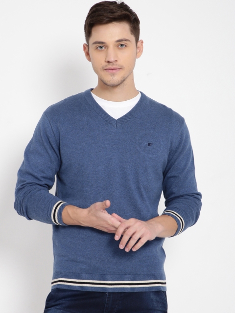 

t-base Men Blue Solid Pullover Sweater
