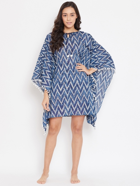 

The Kaftan Company Women Blue & White Printed Kaftan