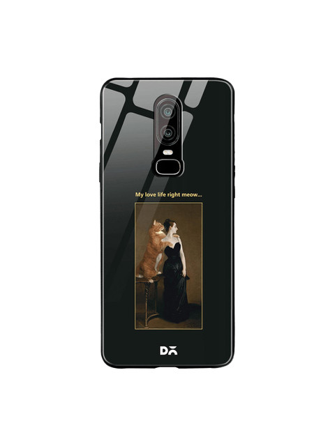 

DailyObjects Black & Brown Love Life Meow OnePlus 6 Glass Case
