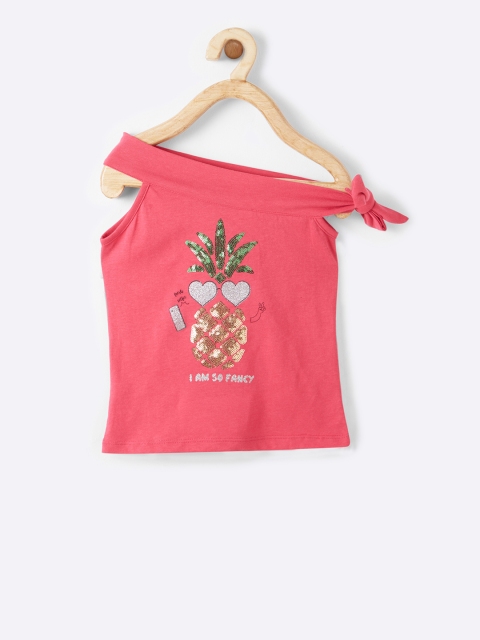 

VITAMINS Girls Pink Embellished Top