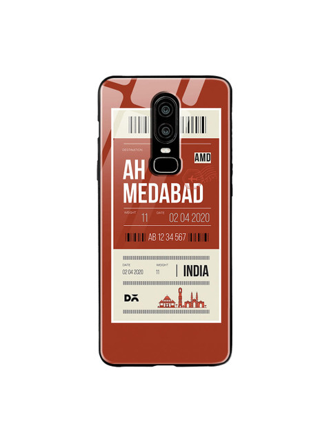 

DailyObjects Rust Red & White Ahmedabad City Tag OnePlus 6 Glass Case