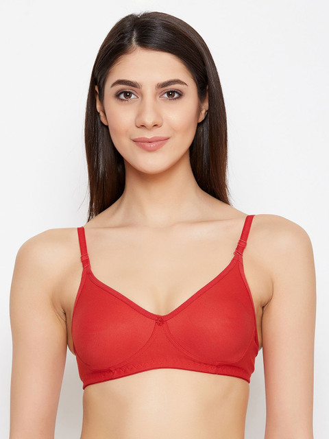 

ALIZA Red Solid Non-Wired Non Padded Balconette Bra BRA.F