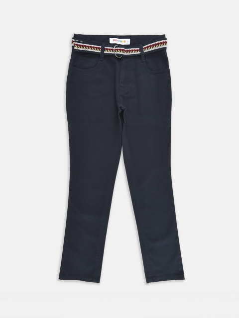 

POPPERS by Pantaloons Boys Navy Blue Solid Regular Trousers