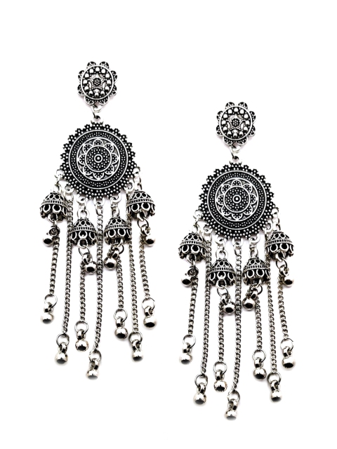 

Sia Art Jewellery Silver Circular Tasselled Jhumkas
