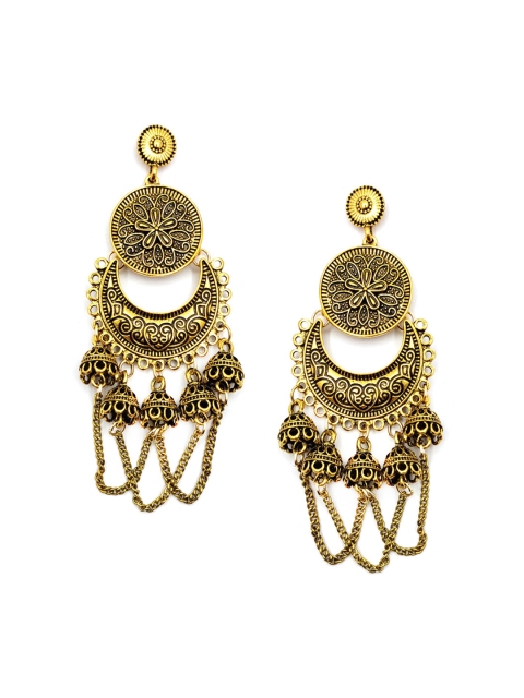 

Sia Art Jewellery Gold Crescent Shaped Oxidised Chandbalis