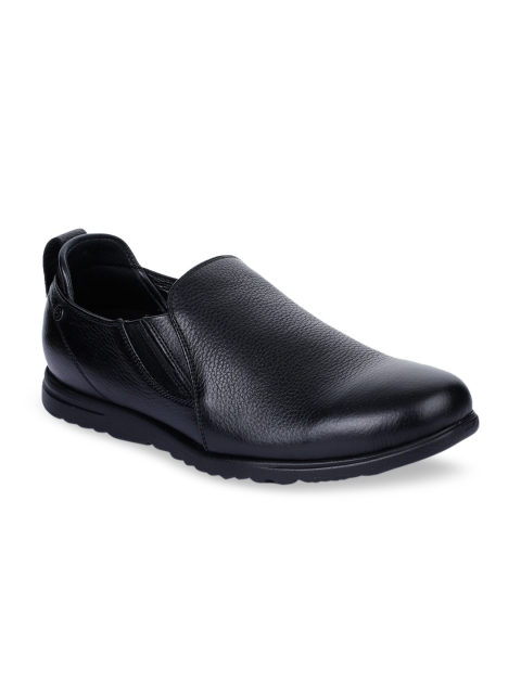 

Liberty Men Black Solid Leather Formal Slip-Ons